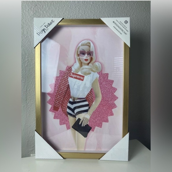 Design District SUPREME Vintage style Barbie Framed Designer Wall Art New Rare - Picture 6 of 6